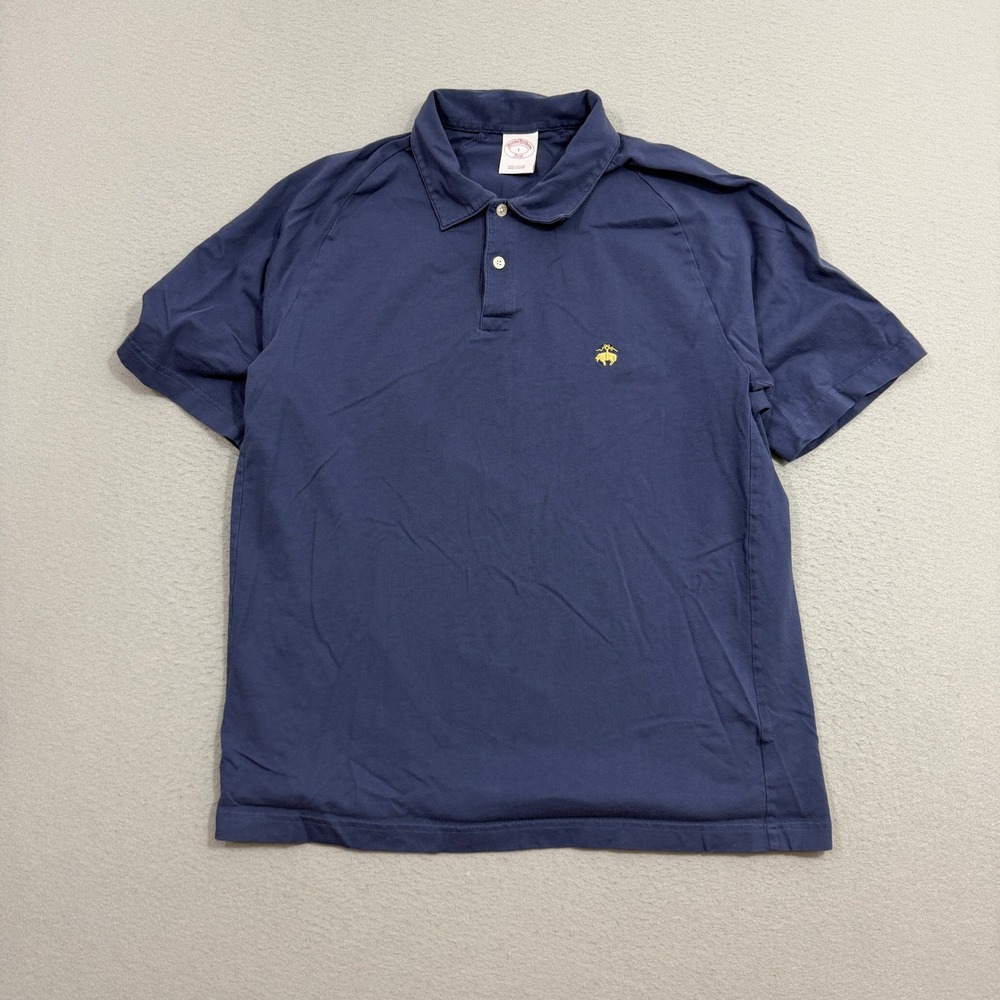 Brooks Brothers Polo Mens Large Blue 346 Short Sleeve Cotton Golden Fleece Logo